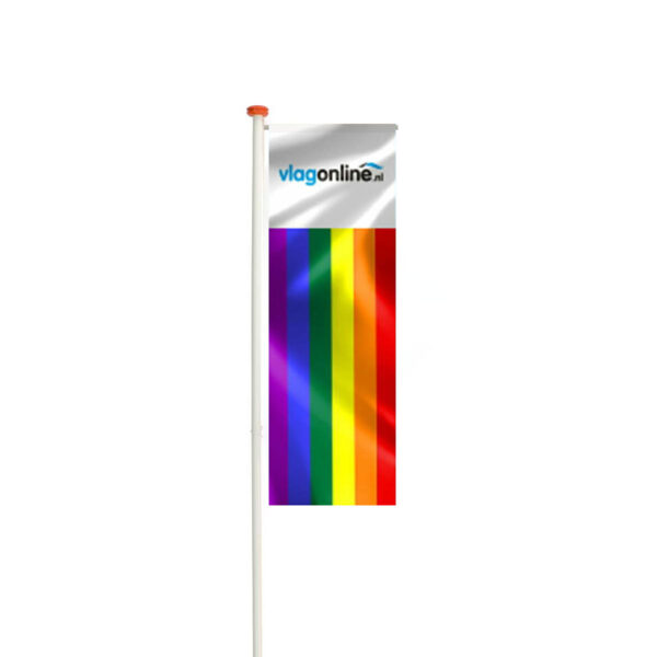 Regenboog baniervlag met logo